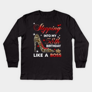 Stepping into my 58th birthday like a boss Kids Long Sleeve T-Shirt